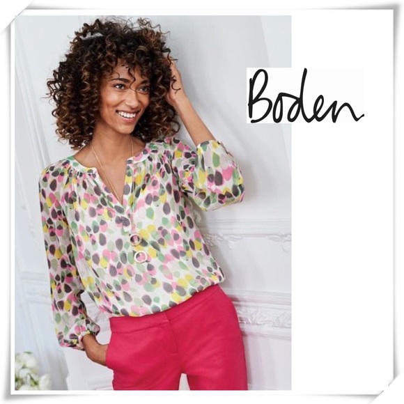 Boden Tops - EUC Boden Felicity Print Sheer Blouse Top